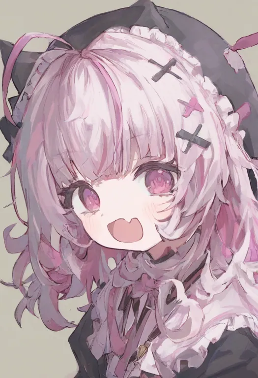 masterpiece, best quality, general, pink streaks, 1girl, solo, simple background — by k3scat, made with ComfyUI