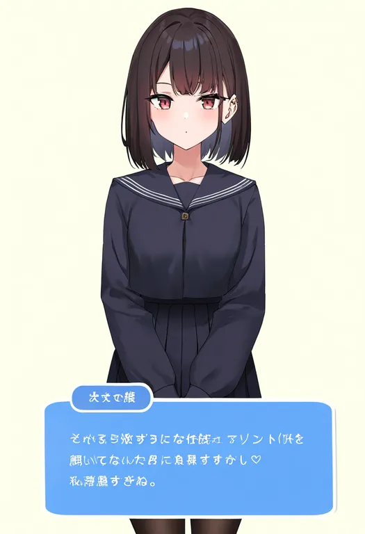 masterpiece, best quality, newest, absurdres, highres, safe, dialogue_box, 1girl, solo, simple_background — by k3scat, made with ComfyUI