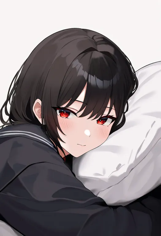 masterpiece, best quality, newest, absurdres, highres, safe, head_on_pillow, 1girl, solo, simple_background — by k3scat, made with ComfyUI