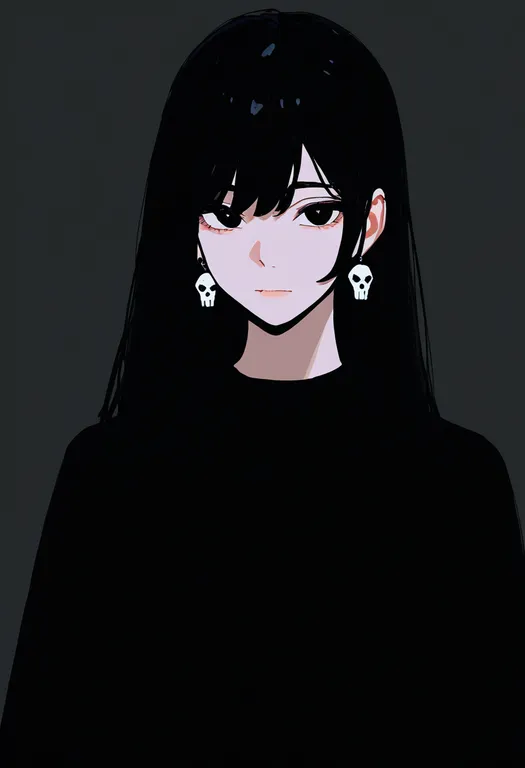 masterpiece, best quality, newest, absurdres, highres, safe, skull_earrings, 1girl, solo, simple_background — by k3scat, made with ComfyUI