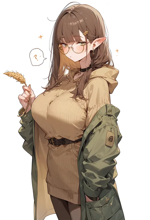 masterpiece, best quality, score_7, safe, wheat, 1girl, solo, simple background — by k3scat, made with ComfyUI