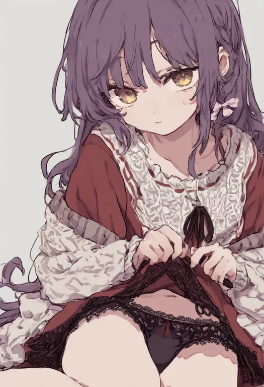masterpiece, best quality, general, lace-trimmed panties, 1girl, solo, simple background — by k3scat, made with ComfyUI