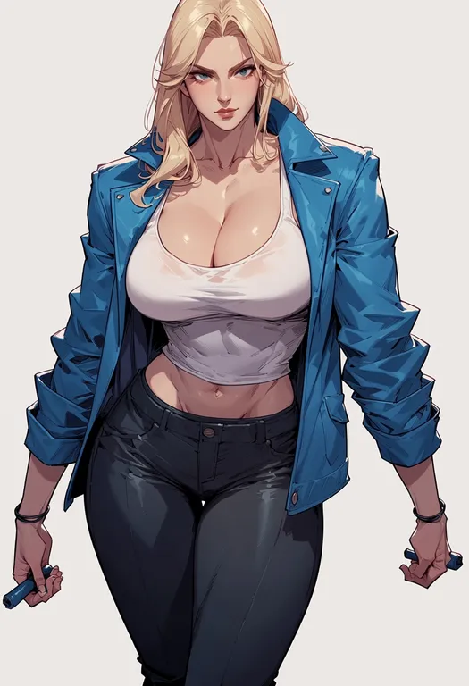 masterpiece, best quality, score_7, safe, marvel vs. capcom 2, solo, simple background — by k3scat, made with ComfyUI