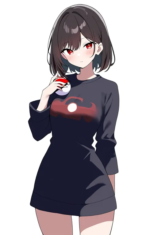 masterpiece, best quality, newest, absurdres, highres, safe, poke_ball_print, 1girl, solo, simple_background — by k3scat, made with ComfyUI
