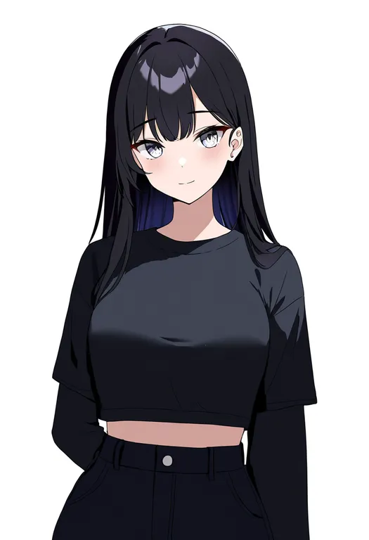 masterpiece, best quality, newest, absurdres, highres, safe, cropped_shirt, 1girl, solo, simple_background — by k3scat, made with ComfyUI