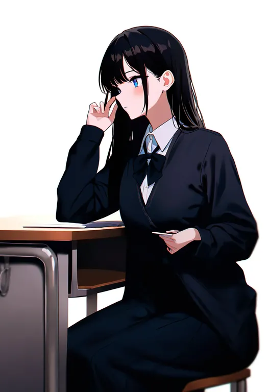 masterpiece, best quality, newest, absurdres, highres, safe, on_desk, 1girl, solo, simple_background — by k3scat, made with ComfyUI