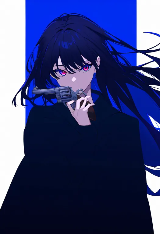 masterpiece, best quality, newest, absurdres, highres, safe, blue_revolver, solo, simple_background — by k3scat, made with ComfyUI