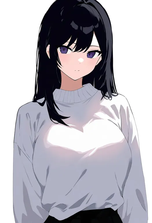 masterpiece, best quality, newest, absurdres, highres, safe, white_sweater, 1girl, solo, simple_background — by k3scat, made with ComfyUI