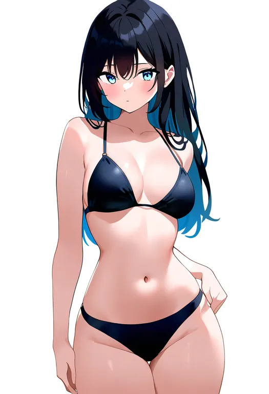 masterpiece, best quality, newest, absurdres, highres, safe, mismatched_bikini, 1girl, solo, simple_background — by k3scat, made with ComfyUI