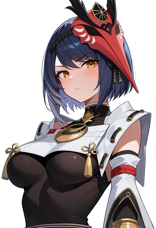 masterpiece, best quality, score_7, safe, kujou sara, solo, upper body, simple background — by k3scat, made with ComfyUI