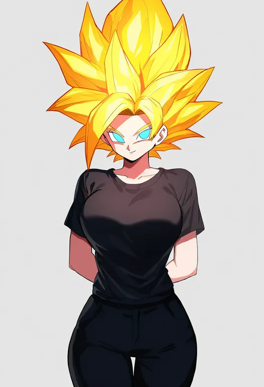 masterpiece, best quality, newest, absurdres, highres, safe, super_saiyan_1, 1girl, solo, simple_background — by k3scat, made with ComfyUI