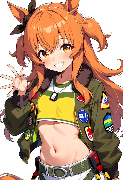 masterpiece, best quality, score_7, safe, mayano top gun (umamusume), umamusume, solo, upper body, simple background — by k3scat, made with ComfyUI