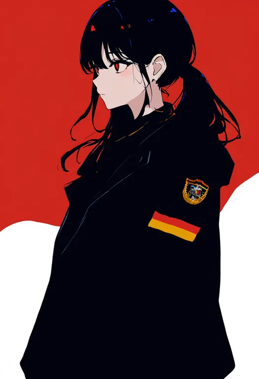 masterpiece, best quality, newest, absurdres, highres, safe, german_flag, 1girl, solo, simple_background — by k3scat, made with ComfyUI