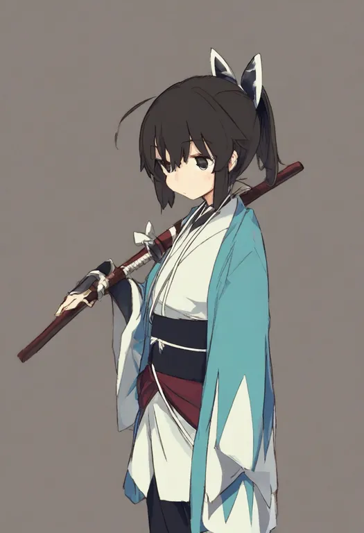 masterpiece, best quality, general, shinsengumi, 1girl, solo, simple background — by k3scat, made with ComfyUI