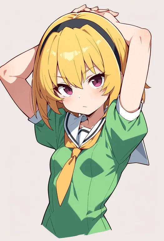 masterpiece, best quality, score_7, safe, houjou satoko, solo, upper body, simple background — by k3scat, made with ComfyUI