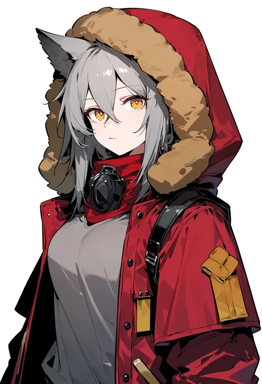 masterpiece, best quality, score_7, safe, projekt red (arknights), arknights, solo, upper body, simple background — by k3scat, made with ComfyUI
