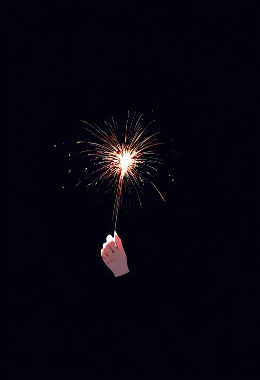 masterpiece, best quality, newest, absurdres, highres, safe, holding_fireworks, 1girl, solo, simple_background — by k3scat, made with ComfyUI