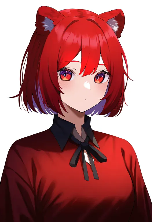 masterpiece, best quality, newest, absurdres, highres, safe, red_panda_ears, 1girl, solo, simple_background — by k3scat, made with ComfyUI