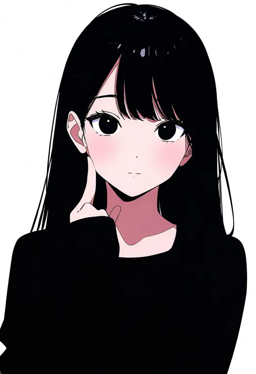 masterpiece, best quality, newest, absurdres, highres, safe, finger_to_cheek, 1girl, solo, simple_background — by k3scat, made with ComfyUI