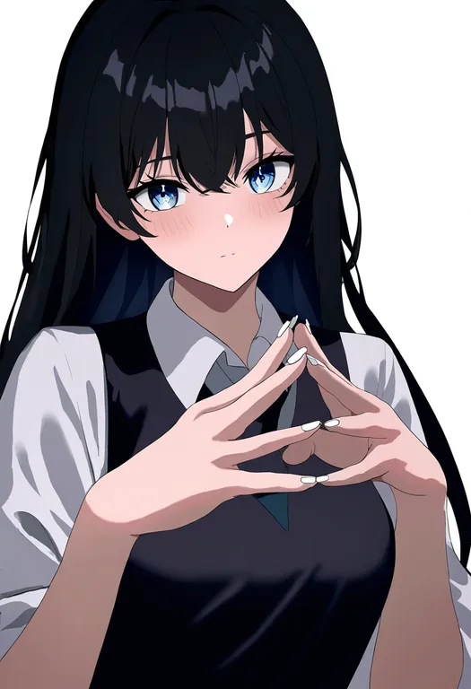 masterpiece, best quality, newest, absurdres, highres, safe, white_nails, 1girl, solo, simple_background — by k3scat, made with ComfyUI