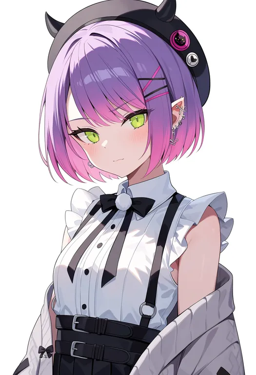 masterpiece, best quality, score_7, safe, bibi (tokoyami towa), solo, upper body, simple background — by k3scat, made with ComfyUI