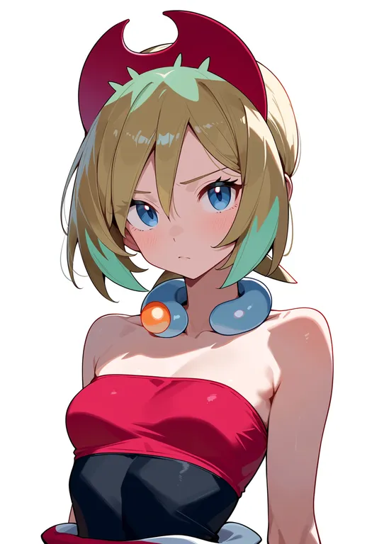 masterpiece, best quality, score_7, safe, irida (pokemon), pokemon, solo, upper body, simple background — by k3scat, made with ComfyUI