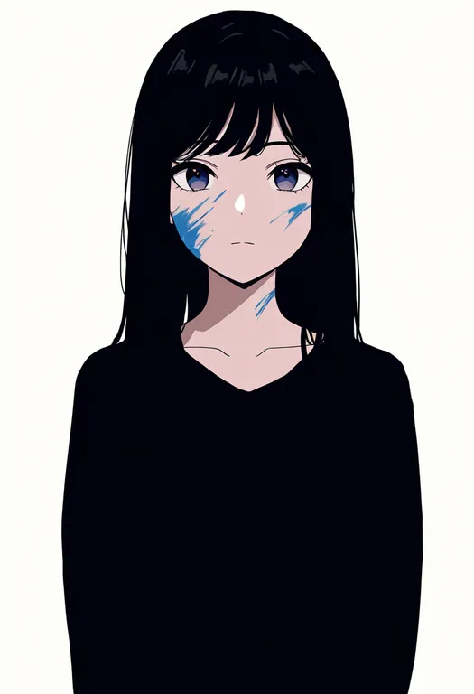 masterpiece, best quality, newest, absurdres, highres, safe, paint_on_body, 1girl, solo, simple_background — by k3scat, made with ComfyUI