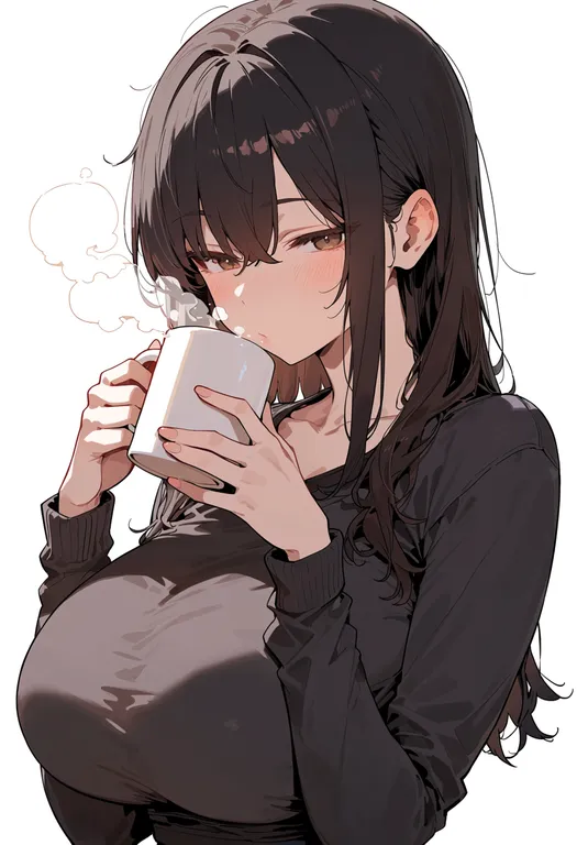 masterpiece, best quality, score_7, safe, mug, 1girl, solo, upper body, simple background — by k3scat, made with ComfyUI