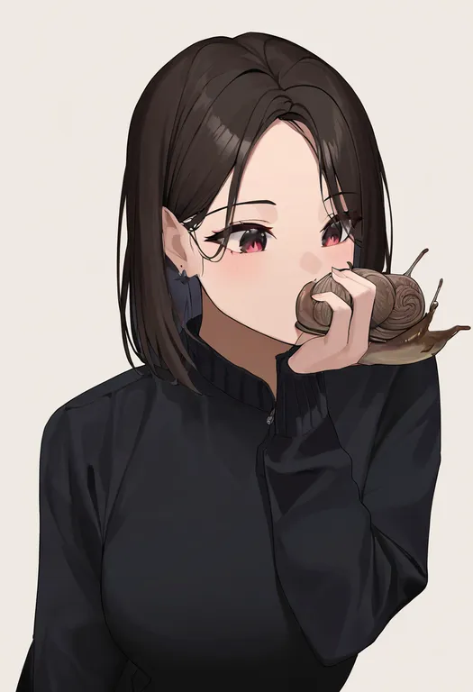 masterpiece, best quality, newest, absurdres, highres, safe, snail, 1girl, solo, simple_background — by k3scat, made with ComfyUI
