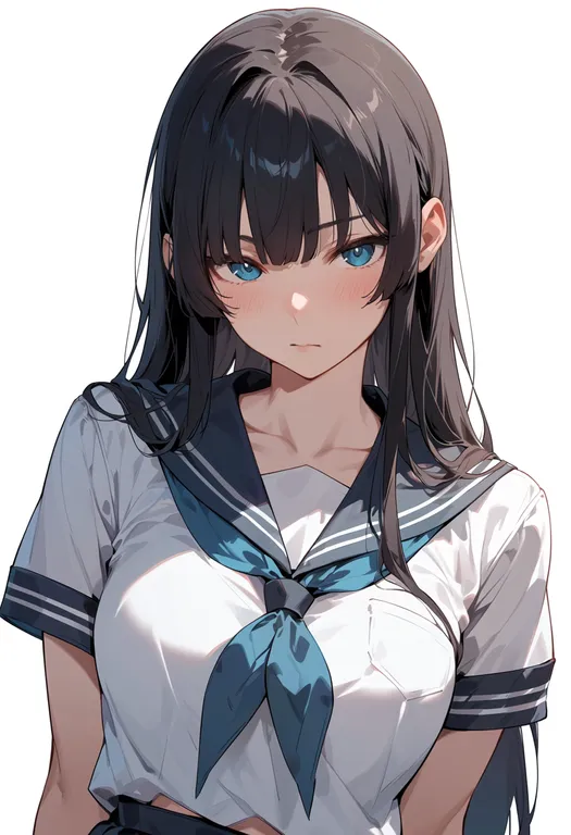 masterpiece, best quality, score_7, safe, sakayori iroha (tsukuyomi), solo, upper body, simple background — by k3scat, made with ComfyUI