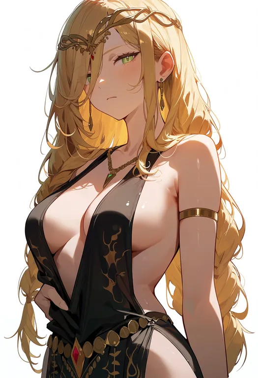 masterpiece, best quality, score_7, safe, queen marika the eternal, solo, upper body, simple background — by k3scat, made with ComfyUI