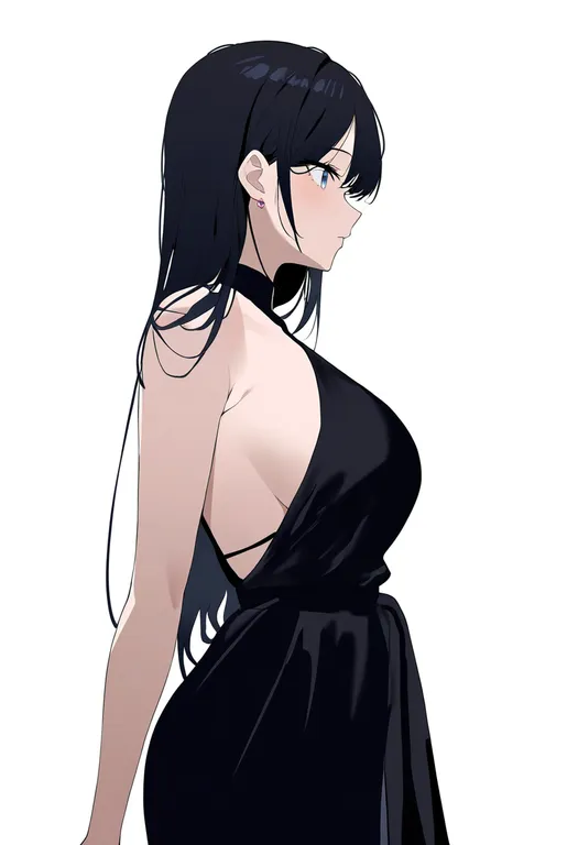 masterpiece, best quality, newest, absurdres, highres, safe, sideless_dress, 1girl, solo, simple_background — by k3scat, made with ComfyUI