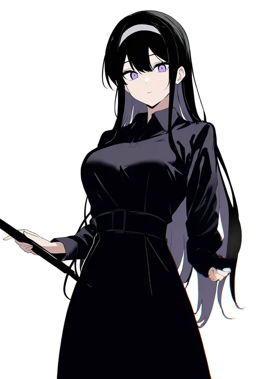 masterpiece, best quality, newest, absurdres, highres, safe, holding_baton, 1girl, solo, simple_background — by k3scat, made with ComfyUI
