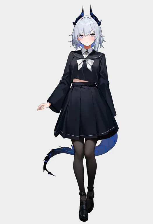 masterpiece, best quality, newest, absurdres, highres, safe, dragon_tail, 1girl, solo, simple_background — by k3scat, made with ComfyUI