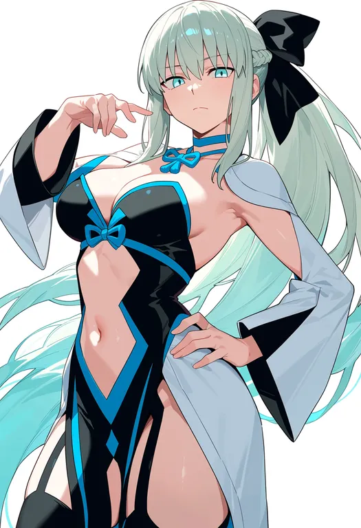 masterpiece, best quality, score_7, safe, morgan le fay (third ascension) (fate), solo, upper body, simple background — by k3scat, made with ComfyUI