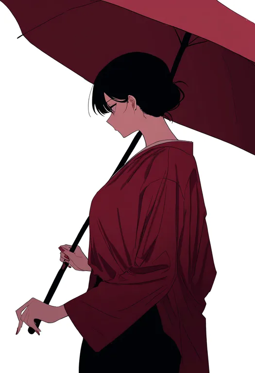 masterpiece, best quality, newest, absurdres, highres, safe, woman_with_a_parasol, solo, simple_background — by k3scat, made with ComfyUI