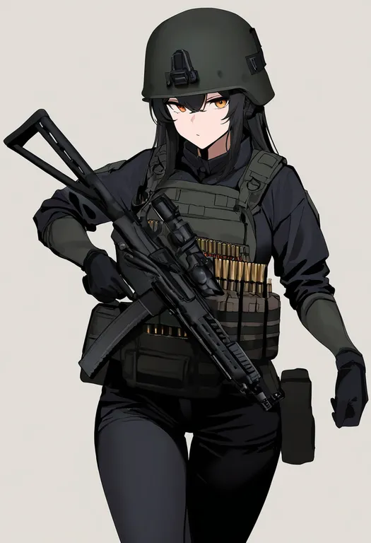masterpiece, best quality, newest, absurdres, highres, safe, ammunition, 1girl, solo, simple_background — by k3scat, made with ComfyUI