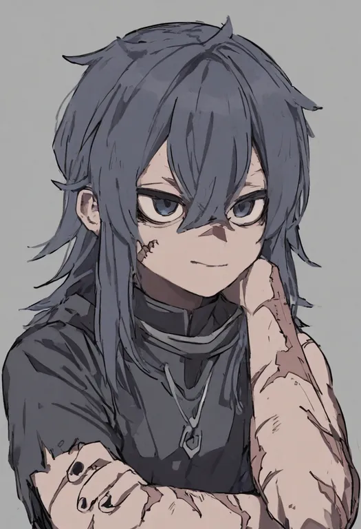 masterpiece, best quality, general, scar on arm, 1girl, solo, simple background — by k3scat, made with ComfyUI