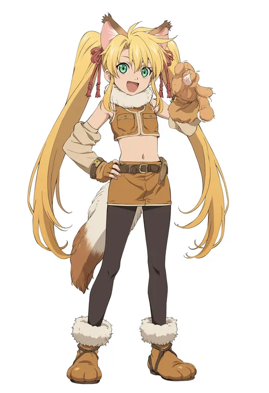 masterpiece, best quality, score_7, safe, tales of phantasia: narikiri dungeon, solo, simple background — by k3scat, made with ComfyUI