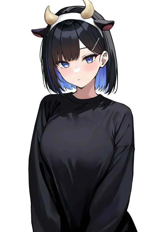 masterpiece, best quality, newest, absurdres, highres, safe, cow_ear_hairband, 1girl, solo, simple_background — by k3scat, made with ComfyUI