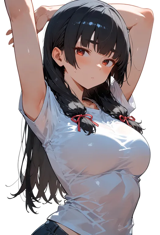 masterpiece, best quality, score_7, safe, isokaze (kancolle), solo, upper body, simple background — by k3scat, made with ComfyUI