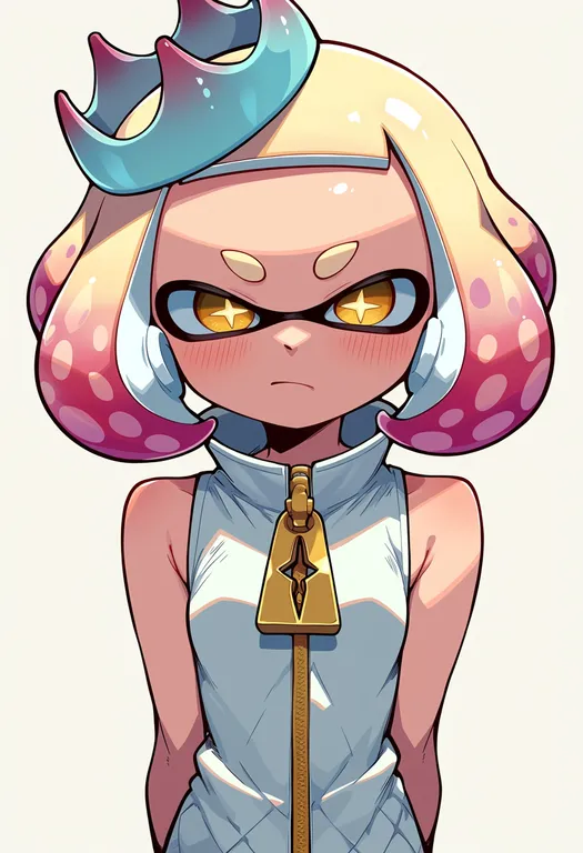 masterpiece, best quality, score_7, safe, pearl (splatoon), solo, upper body, simple background — by k3scat, made with ComfyUI