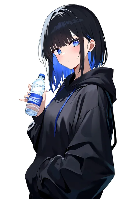 masterpiece, best quality, newest, absurdres, highres, safe, water_bottle, 1girl, solo, simple_background — by k3scat, made with ComfyUI
