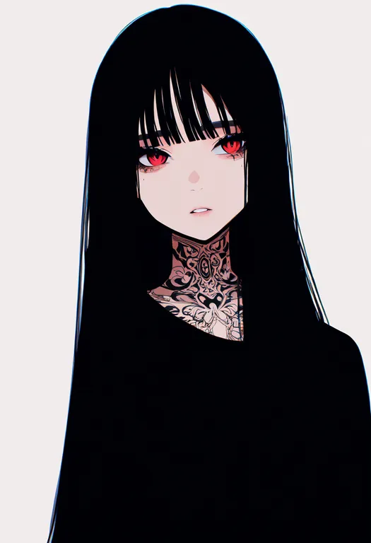 masterpiece, best quality, newest, absurdres, highres, safe, chest_tattoo, 1girl, solo, simple_background — by k3scat, made with ComfyUI