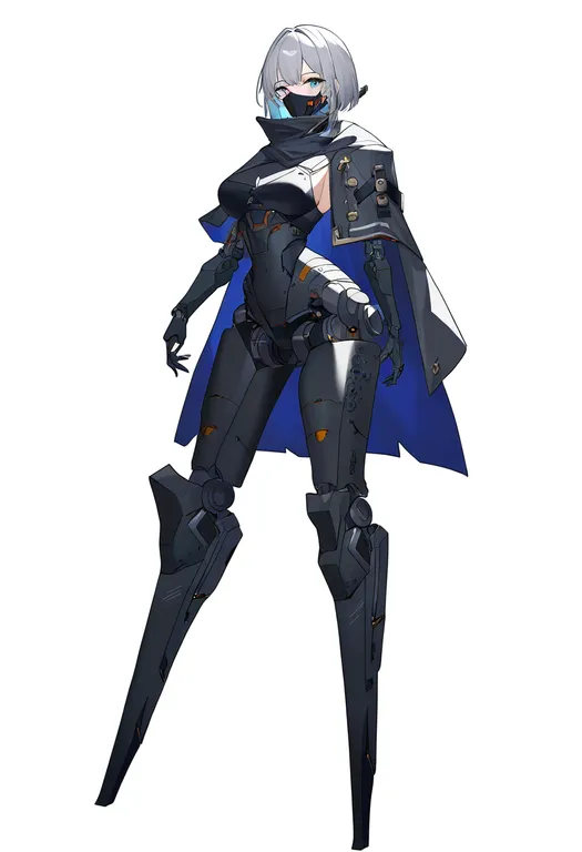 masterpiece, best quality, newest, absurdres, highres, safe, mechanical_legs, 1girl, solo, simple_background — by k3scat, made with ComfyUI