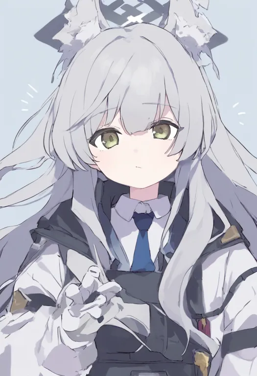 masterpiece, best quality, general, grey halo, 1girl, solo, simple background — by k3scat, made with ComfyUI