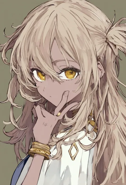 masterpiece, best quality, general, gold bracelet, 1girl, solo, simple background — by k3scat, made with ComfyUI