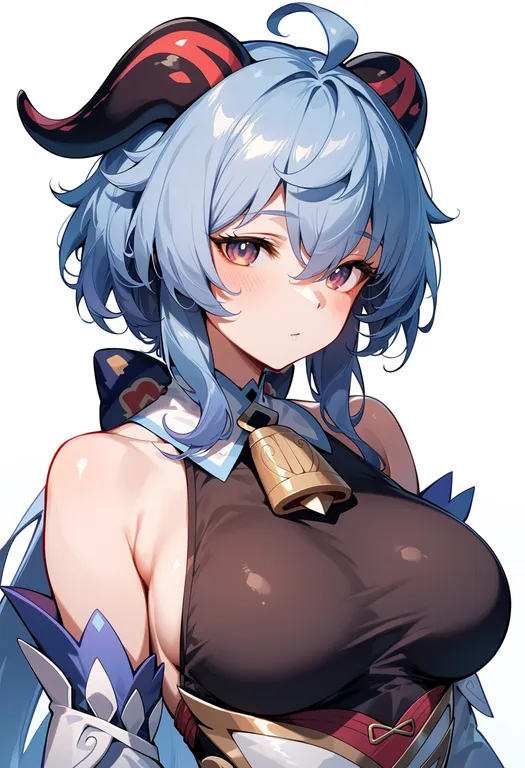 masterpiece, best quality, score_7, safe, ganyu (genshin impact), genshin impact, solo, upper body, simple background — by k3scat, made with ComfyUI