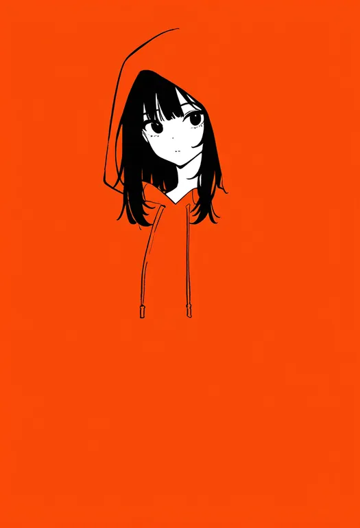 masterpiece, best quality, newest, absurdres, highres, safe, orange_hoodie, 1girl, solo, simple_background — by k3scat, made with ComfyUI
