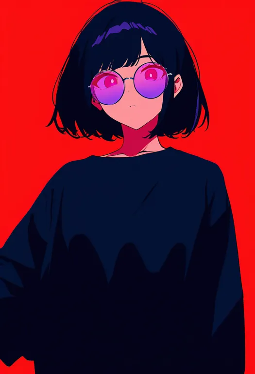masterpiece, best quality, newest, absurdres, highres, safe, tinted_eyewear, 1girl, solo, simple_background — by k3scat, made with ComfyUI
